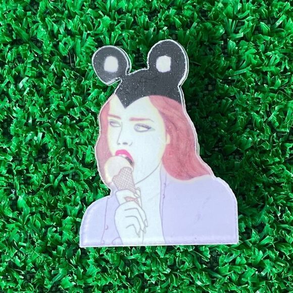 Mickey Ears Ice Cream Girl Acrylic Pin/ Brooch - Picture 1 of 4
